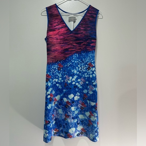 Clover Canyon Blue Floral Sleeveless Dress Size M | Stretch Bodycon Print - Picture 2 of 7
